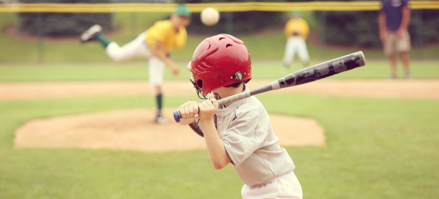 children playing baseball
