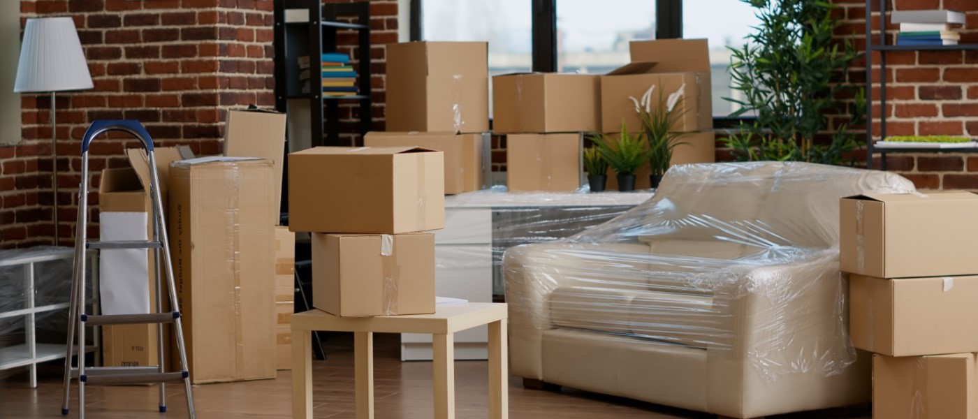 Furniture in carton containers.