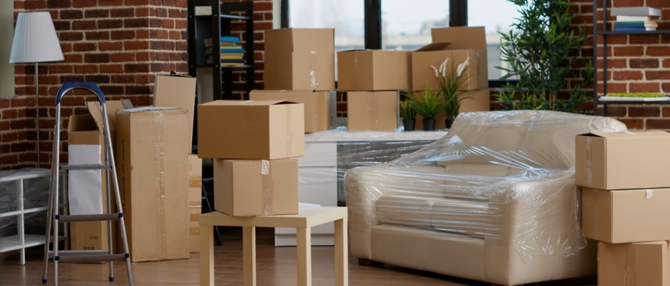 Furniture in carton containers.
