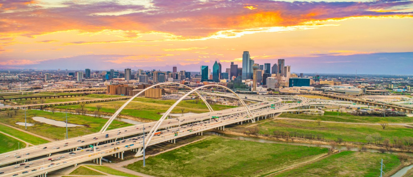 An aerial shot of the skyline in Fort Worth, TX, a city where you’ve got quite a few options for affordable neighborhoods.
