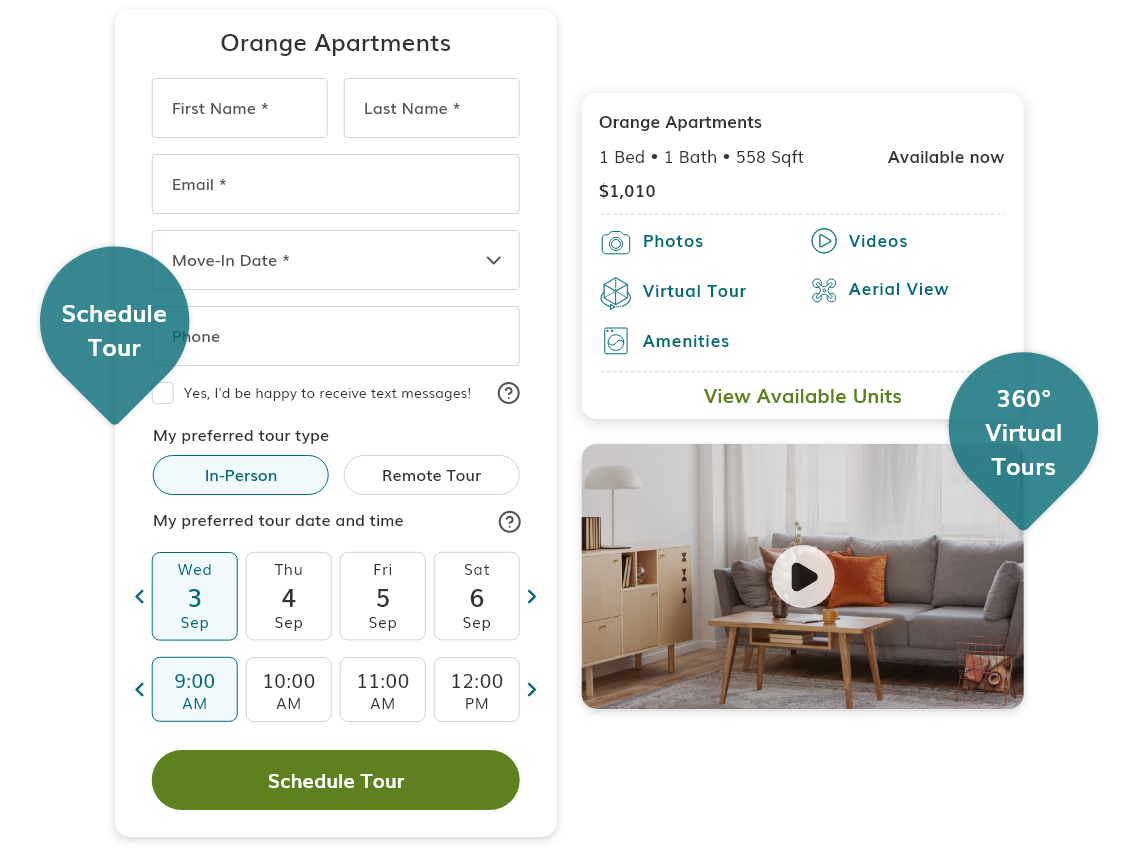 Visual of the Schedule Tour feature on the blog.