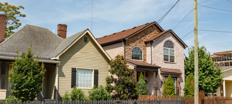 Houses in a neighborhood in Nashville, Tennessee.