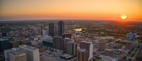 An aerial shot of Winnipeg, MB, the #1 city in Canada for renter interest.
