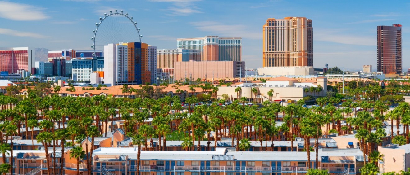 Downtown city skyline of Las Vegas, Nevada — a vibrant backdrop for those exploring apartments in Las Vegas and the lifestyle the city offers.