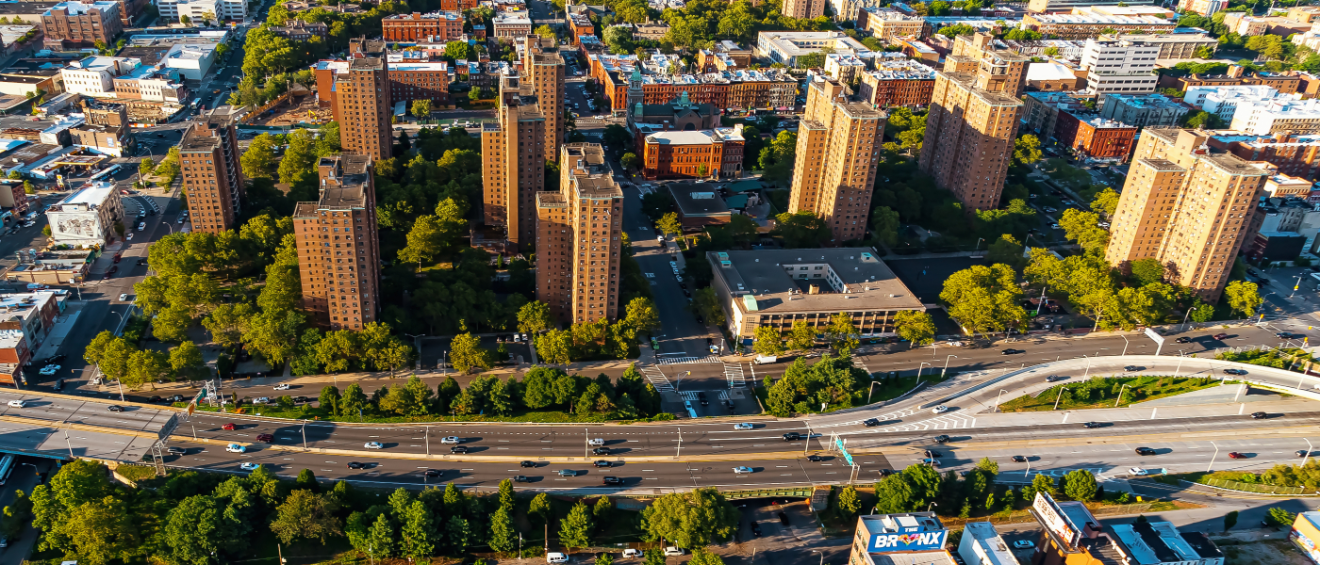 Aerial view of apartment buildings in the Bronx, NY—highlighting the borough’s rental options and key questions renters should ask before signing a lease.
