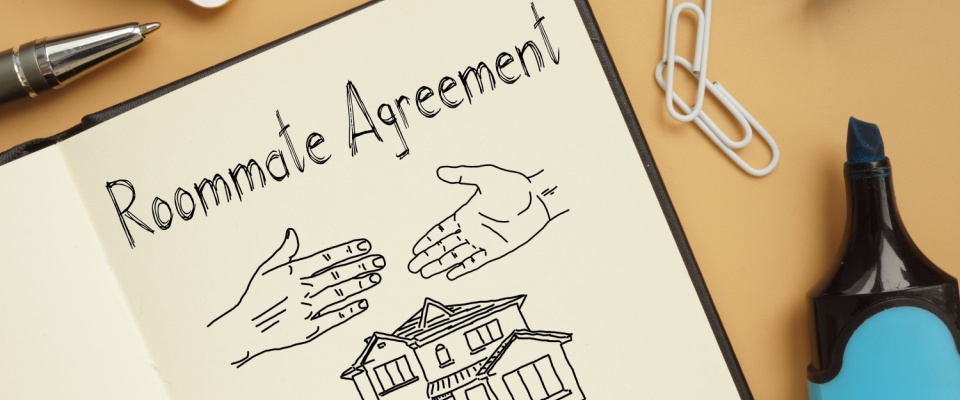 A business photo highlighting the text roommate agreement, symbolizing a clear and organized approach to setting shared living terms and responsibilities between housemates.