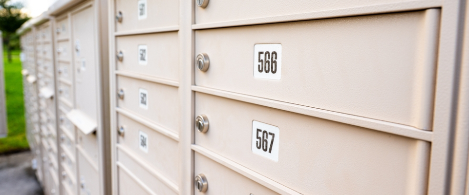 Outdoor mailbox cluster at an apartment complex in Phoenix, Arizona, illustrating a key detail renters should check when renting in Phoenix.