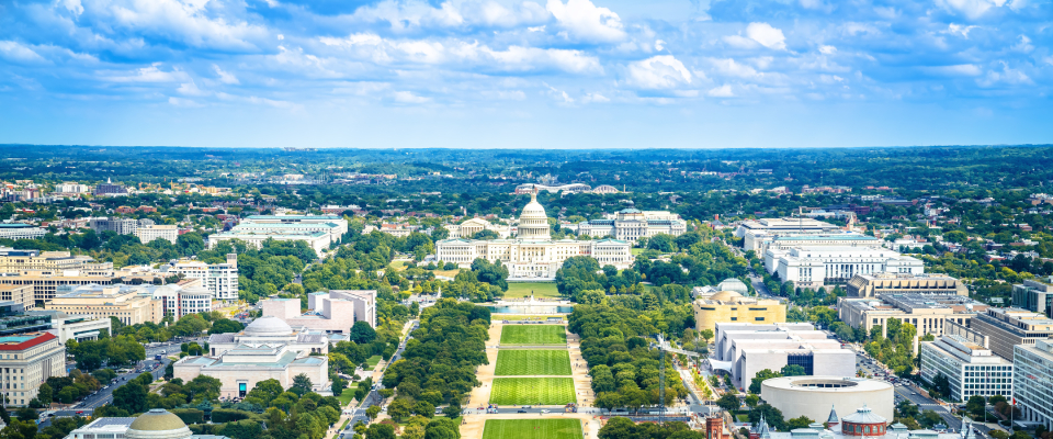 aerial view of washington dc
