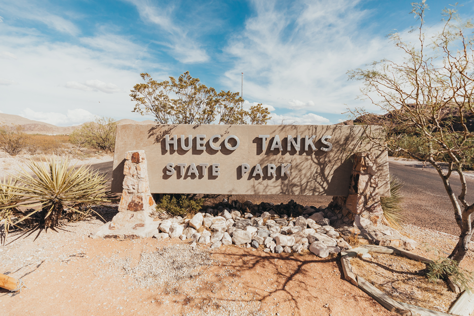 hueco tanks state park sign in el paso, tx