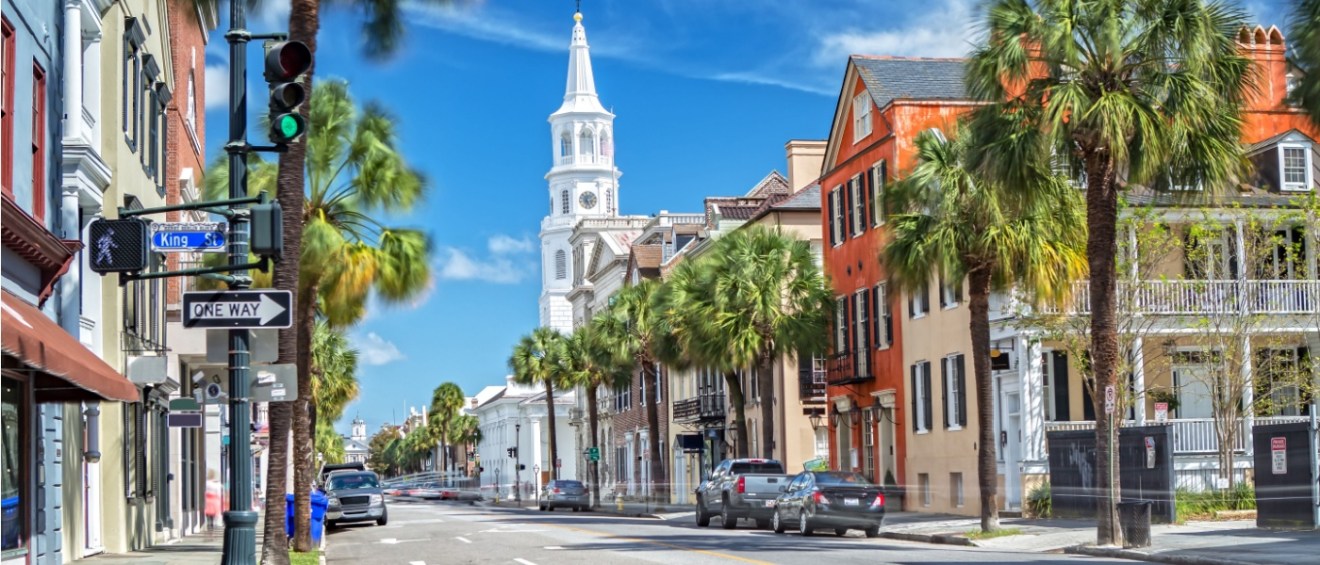 St. Michaels Church and Broad St. in Charleston, SC, to illustrate questions to ask before renting an apartment in Charleston, SC.
