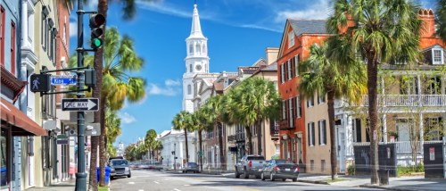 St. Michaels Church and Broad St. in Charleston, SC, to illustrate questions to ask before renting an apartment in Charleston, SC.
