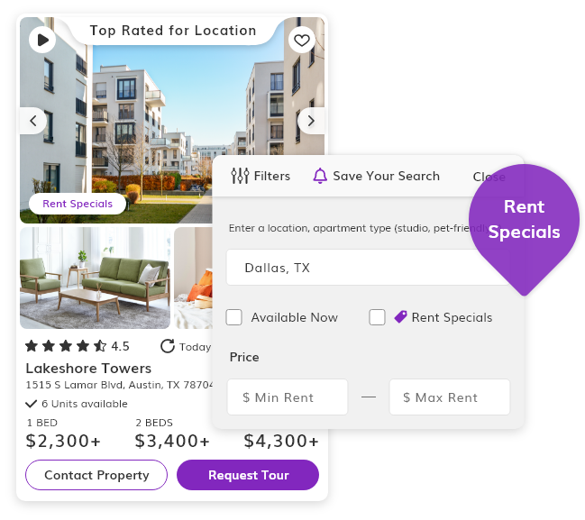 Visual of the Rent Specials label, one of the new features introduced this year. 