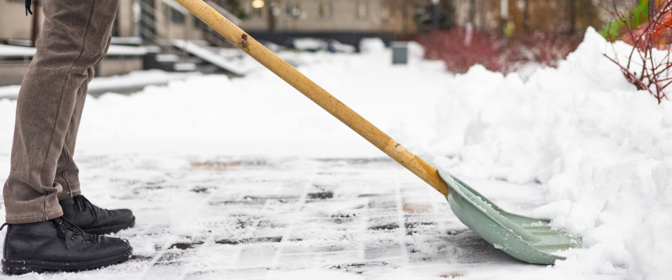 person clearing pathway of snow