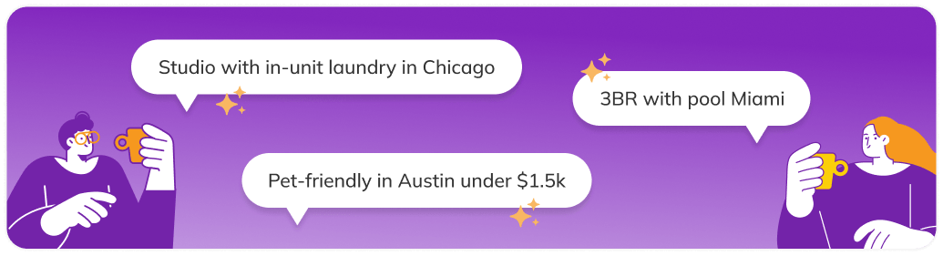 Visual showing how to use the natural language search feature.