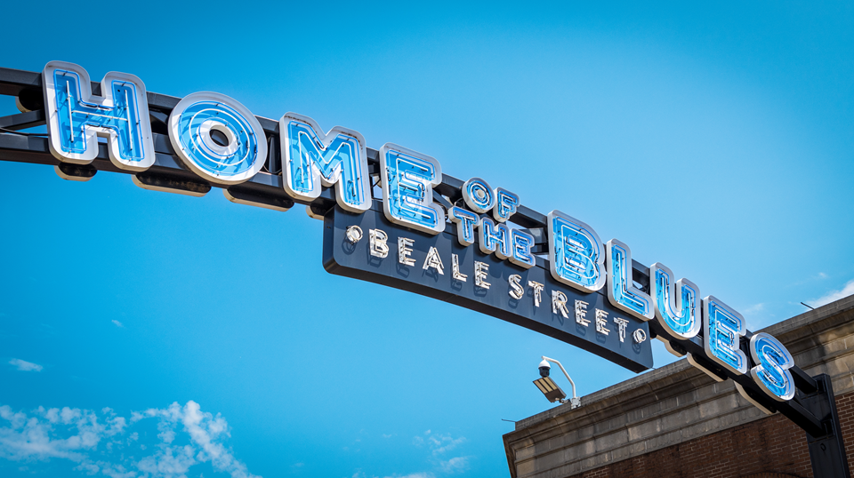street sign for beale street, home of the blues