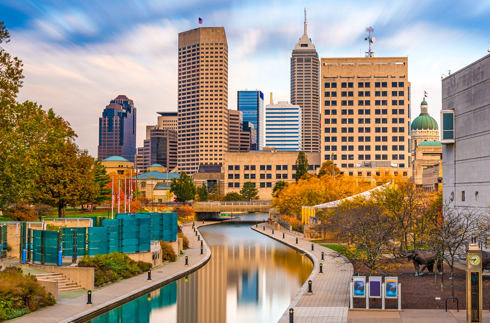 view of the canal walk in indianapolis