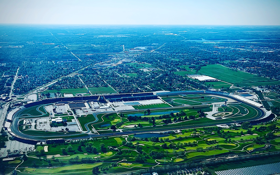 aerial view of the motor speedway in indianapolis