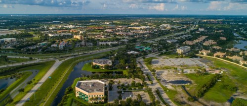 Aerial drone image of Port St. Lucie, Florida to illustrate questions renters should ask before renting an apartment in Port St. Lucie.