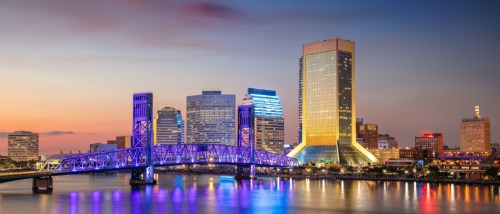 A dusk-time shot of Jacksonville, FL, a city where renters should ask these 5 questions before signing a lease.