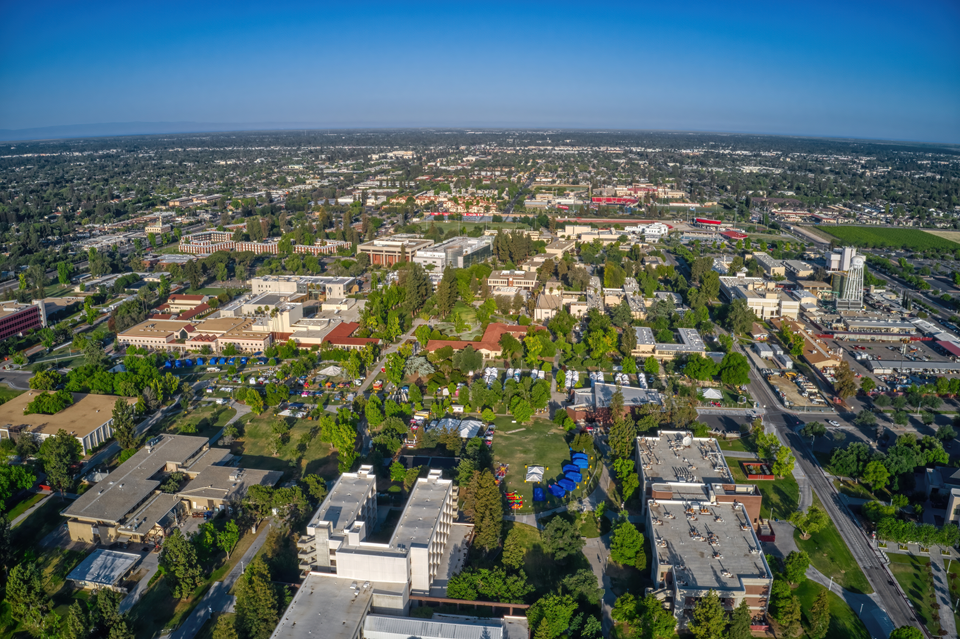 aerial view of beautiful area in fresno ca