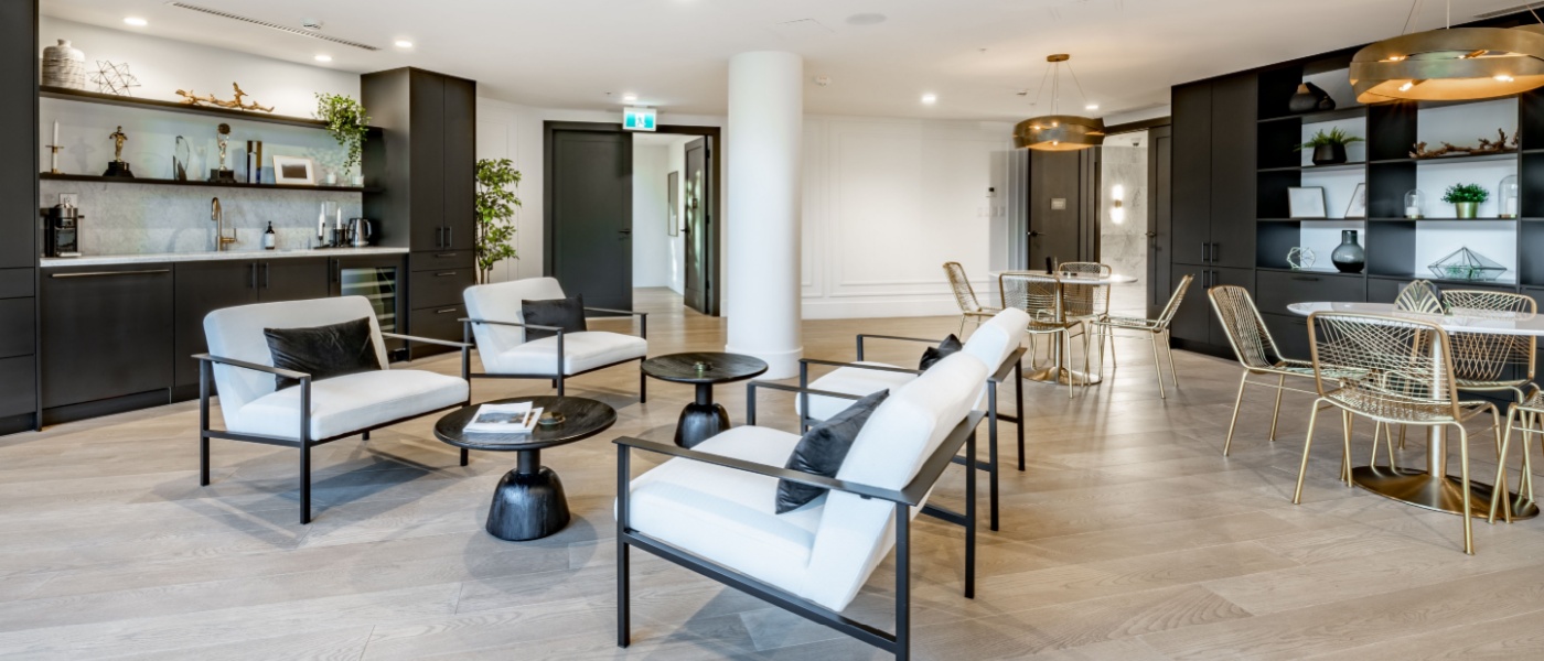 A photo of an apartment clubhouse lounge.