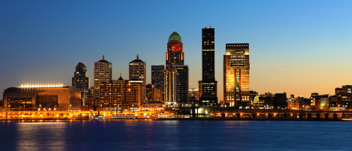 image of louisville skyline during evening