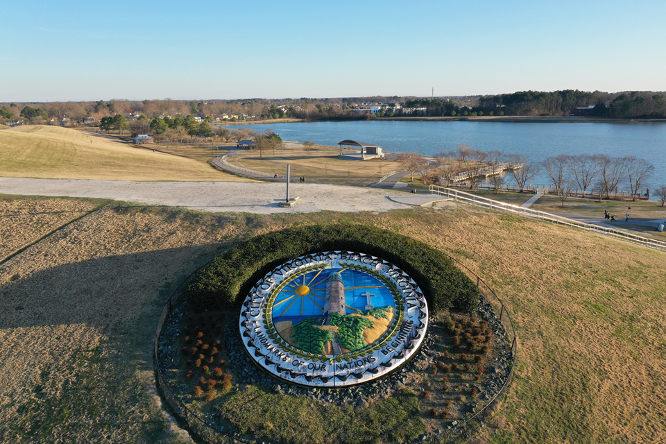aerial view of mount trashmore in virginia beach