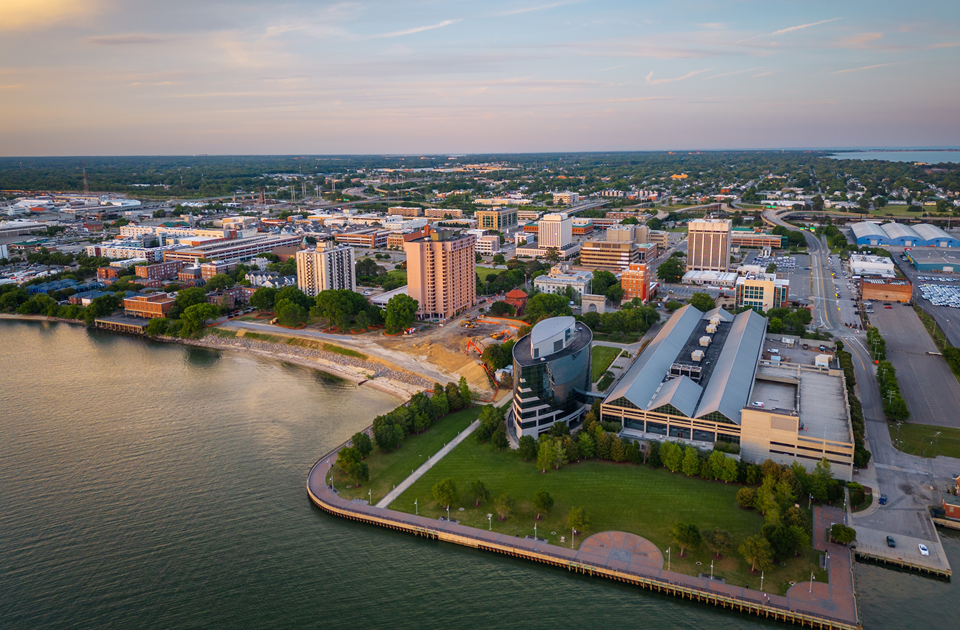 beautiful view of downtown norfolk