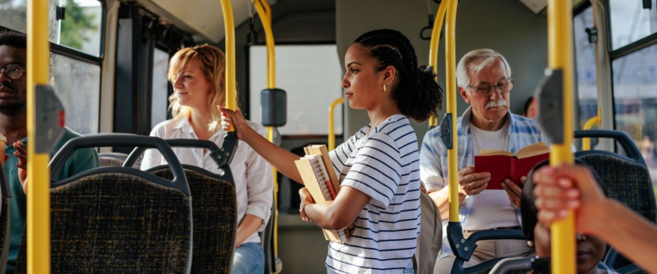 A person using the Omaha public transit system.