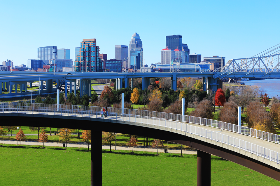 people walking the promenade in louisville ky