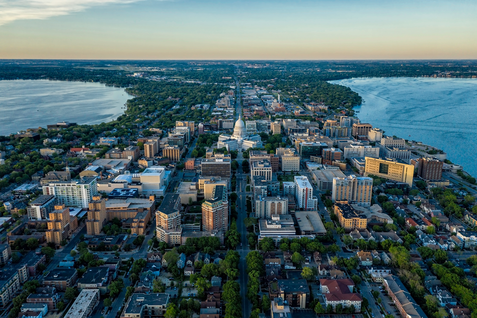 aerial view of madison wi