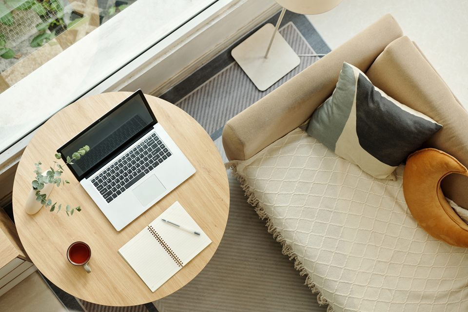 designated workspace in a rental apartment