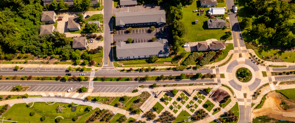 An aerial photo of FAMU way in Tallahassee, FL.