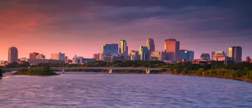 Panoramic autumn sunrise over downtown Minneapolis, Minnesota, representing urban housing trends and insights for a renter engagement tracker.
