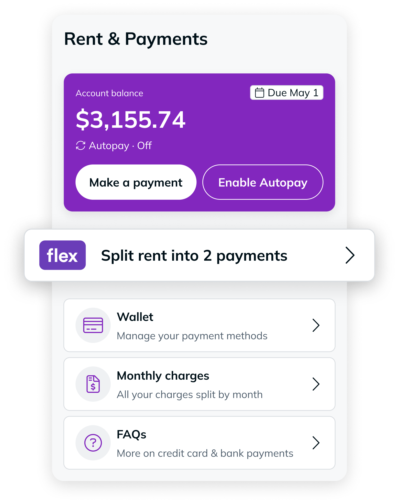 Flex Split Rent Simplify how you pay rent with flexible rent