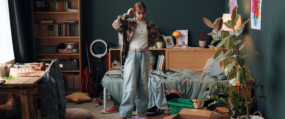 A college student in the process of moving out to their first apartment.