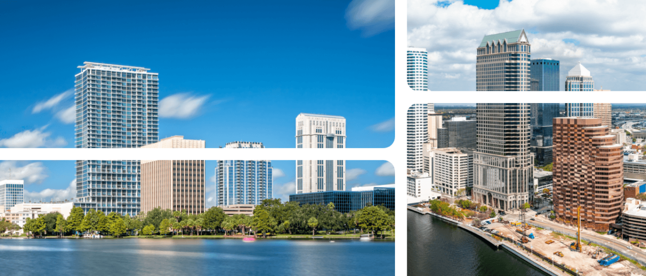Visual compilation of Orlando, FL and Tampa, FL, showing the best aspects of both cities.