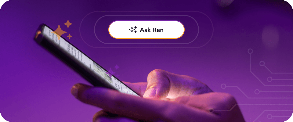 An image depicting a renter accessing the Ask Ren button used to launch the new feature on RentCafe.