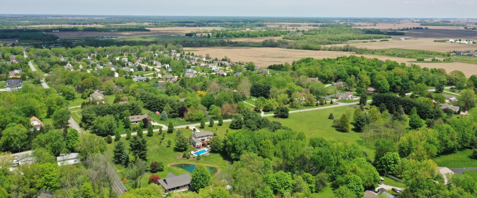 Scenic skyline view of Lafayette, Indiana, highlighting the city's blend of urban development and open landscapes for those exploring the cost of living in Lafayette.