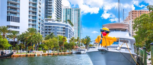 A waterfront photo of downtown Fort Lauderdale, FL, a city where renters have plenty of public transit options.