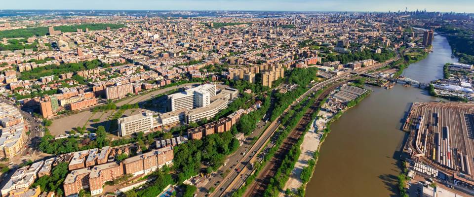 Aerial view of the Bronx, New York City featured in the renter engagement tracker.