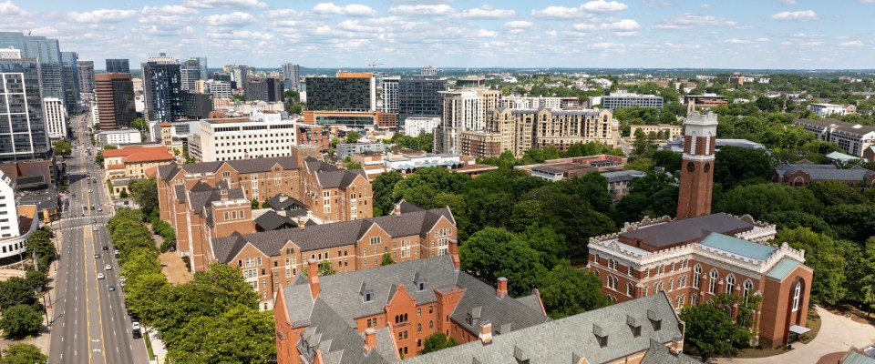 An aerial view of Downtown Nashville.